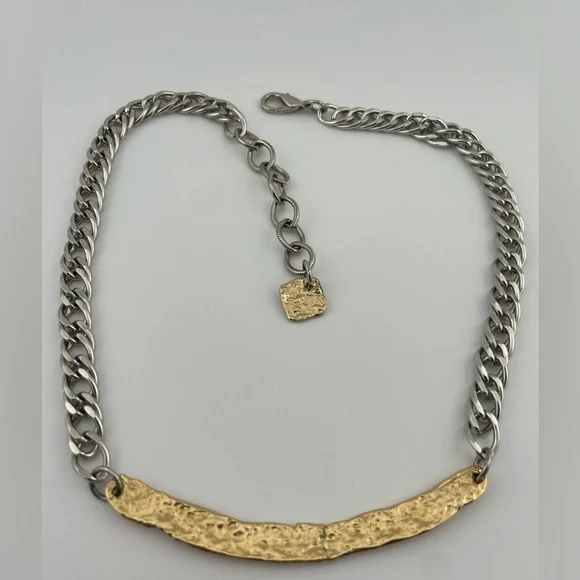 J. Jansen Designs Two-Tone Hammered Necklace + Earrings Set COA Signed Tag - Picture 10 of 13